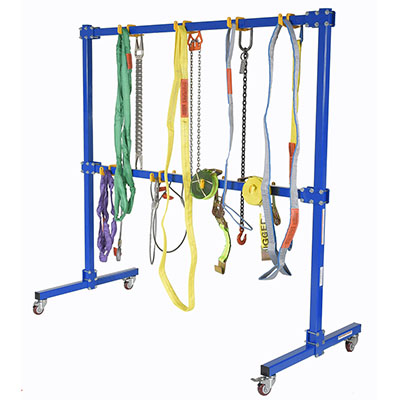 sling rack with lifting accessories hanging