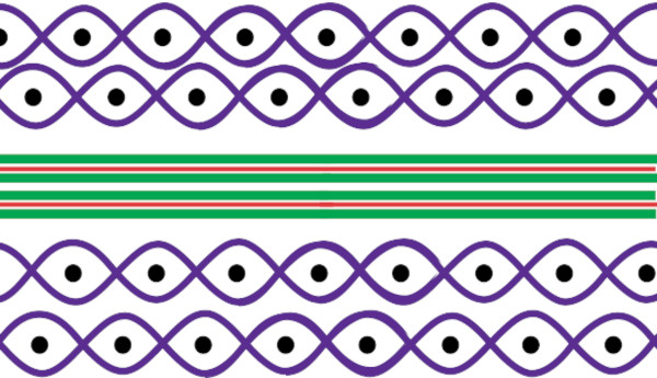 a purple, green and yellow roundsling